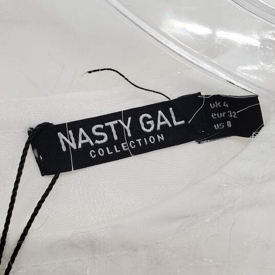 Nasty Gal White Bridal Fine Fringe Batwing Mini Dress WM Size 0 NWT image number 3