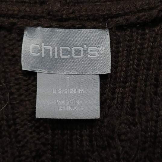 Chico's Women's Brown Cable Knit Open Front Cardigan Sweater Size 1 NWT image number 4