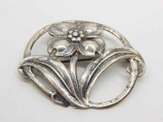 Vintage 925 Sterling by Jewelart Flower Cut Out Brooch 13.4g image number 1