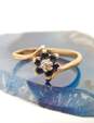 10k Yellow Gold Sapphire & Diamond Accent Floral Bypass Ring 1.2g image number 1