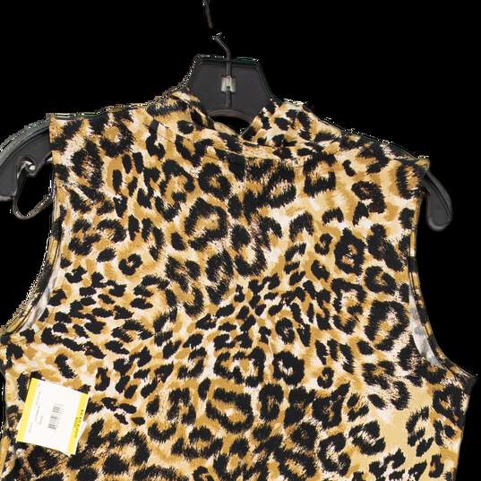 NWT Womens Brown Black Cheetah Print Sleeveless V Neck Blouse Top Size M image number 4