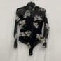 Womens Black Floral Elia Alessandra Long Sleeve One-Piece Bodysuit Size 4 image number 1