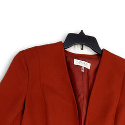 Womens Orange Long Sleeve Zipped Pocket Collarless Open Front Blazer Sz 14