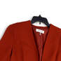 Womens Orange Long Sleeve Zipped Pocket Collarless Open Front Blazer Sz 14 image number 1