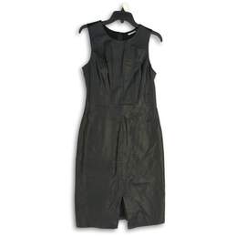 Halogen Womens Black Round Neck Sleeveless Back Zip Sheath Dress Size 8