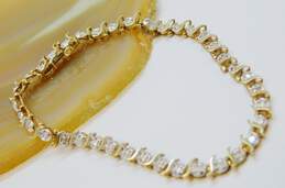 10K Two Tone Gold 0.74 CTTW Diamond Tennis Bracelet 6.8g