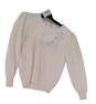 Womens White Wool Long Sleeve Crew Neck Pullover Sweater Free Size image number 1