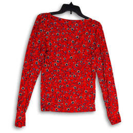 NWT Womens Red Floral Long Sleeve V-Neck Pullover Blouse Top Size Large alternative image