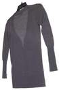 Women Gray Button Front Casual Long Sleeve Cardigan Sweater Size XS image number 2