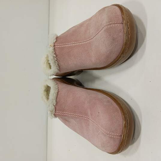 Women's Pink Leather Faux Fur-Lined Clogs Size 10 image number 2