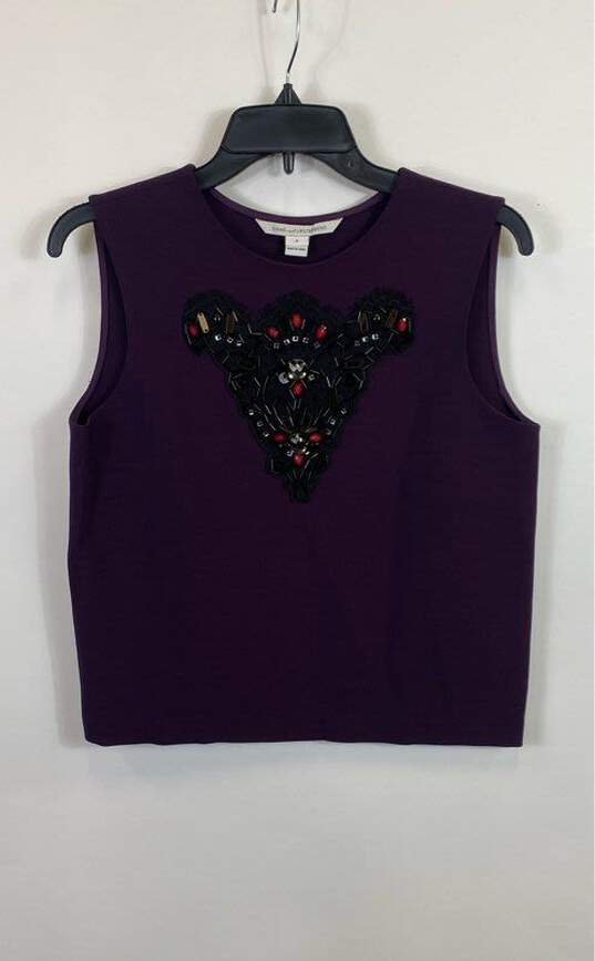 Diane Von Furstenberg Purple Sleeveless Blouse - Size 4 image number 1