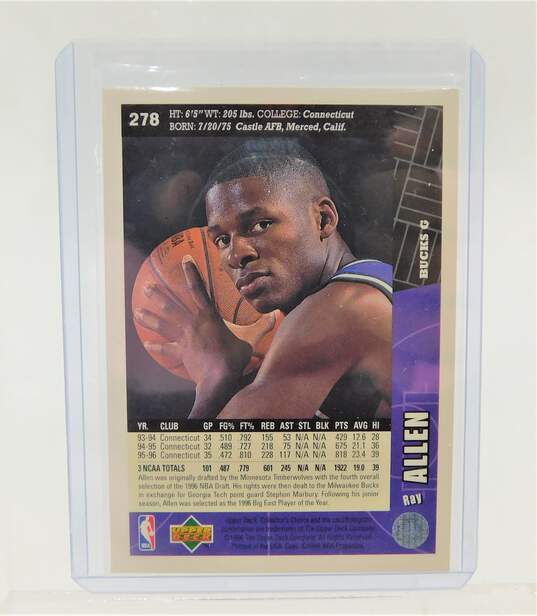 1996-97 HOF Ray Allen Collector's Choice Rookie Milwaukee Bucks image number 2