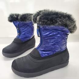 Kamik Kids' Shiny Blue Faux Fur Lined Snow Boots Girl's Size 5