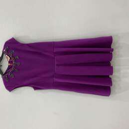 NWT Ted Baker Womens Purple Rhinestone Round Neck Sleeveless Mini Dress Size 5