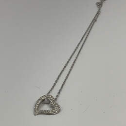 Designer Swarovski Silver-Tone Rhinestone Heart Shaped Pendant Necklace
