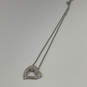 Designer Swarovski Silver-Tone Rhinestone Heart Shaped Pendant Necklace image number 1