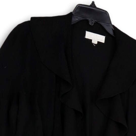 Womens Black Long Sleeve Regular Fit Cardigan Sweater Size Large image number 3