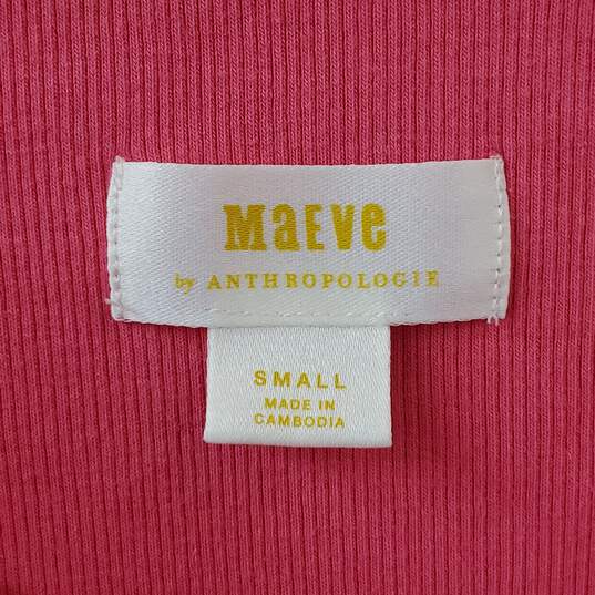 Maeve Anthropologie Pink Ribbed Top Size S image number 3