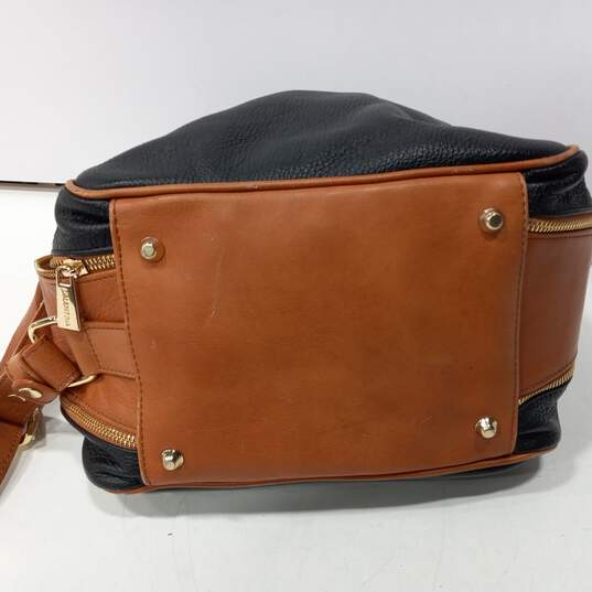 Valentina Black/Brown Pebble Leather Convertible Backpack Bucket Bag image number 3