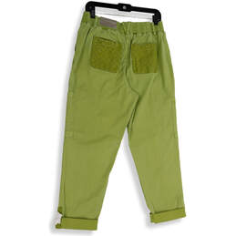 Womens Green Elastic Waist Pockets Straight Leg Cargo Pants Size Medium alternative image