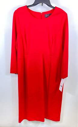 NWT Nina McLemore Womens Red Ponte Knit Long Sleeve Back Zip Shift Dress Size 12