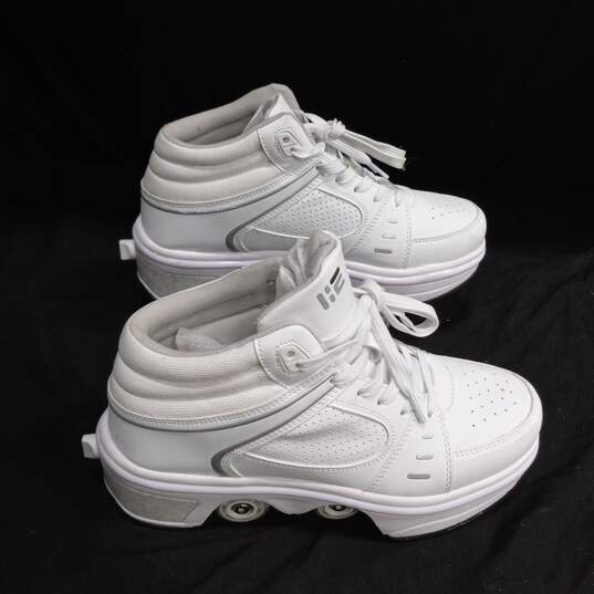 Light Up White Kick Speed Drop Out Wheels Roller Skate Shoes Women's Size 11, Men's Size 9.5 (EU 41) image number 1