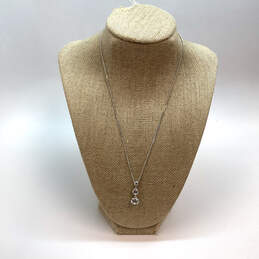 Designer Swarovski Silver-Tone Crystal Clear Dangle Drop Pendant Necklace