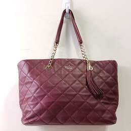 Kate Spade Cherry Wood New York Reese Park Quilted Leather Shoulder Bag