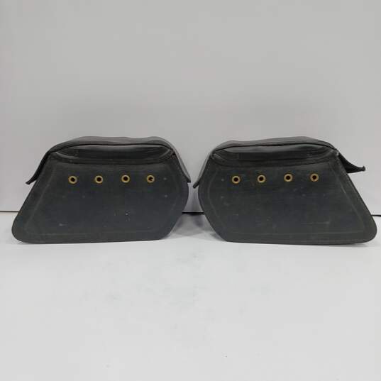 Vintage Black Leather Motorcycle Saddle Bags image number 2