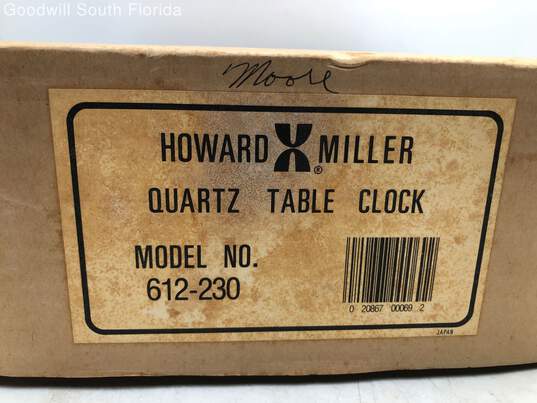 Howard Miller 612-230 Quartz Tabletop Desk Clock Not Tested Use For Parts image number 6