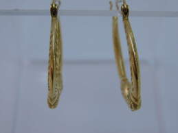 14K Yellow Gold Rams Head Hoop Earrings 2.2g