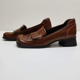AUTHENTICATED Miu Miu Brown Leather Loafers Size 37 alternative image