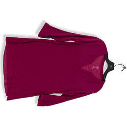 St. John's Bay Crinkle Top Women's Purple V-Neck 3/4 Sleeve Layered Hi Lo Size M