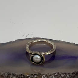 Designer Pandora S925 ALE Sterling Silver Pearl Flower Classic Band Ring
