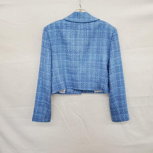 Zara Blue Knit Cropped Blazer Jacket WM Size S NWOT image number 2