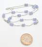 14K White Gold Faceted Tanzanite Bead Station Necklace 4.7g image number 5