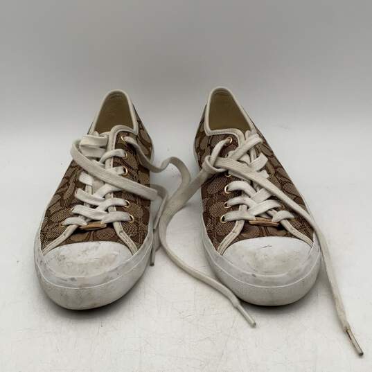 Coach Womens Brown White Empire Signature Cap Toe Lace-Up Sneaker Shoes Size 8.5 image number 3