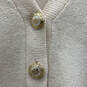 Womens Beige Knit Short Sleeve V-Neck Button Front Cardigan Sweater Size 8 image number 4