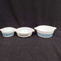 Pyrex 'Horizon Blue' & Anchor Hocking Fire King Small Casserole Dishes