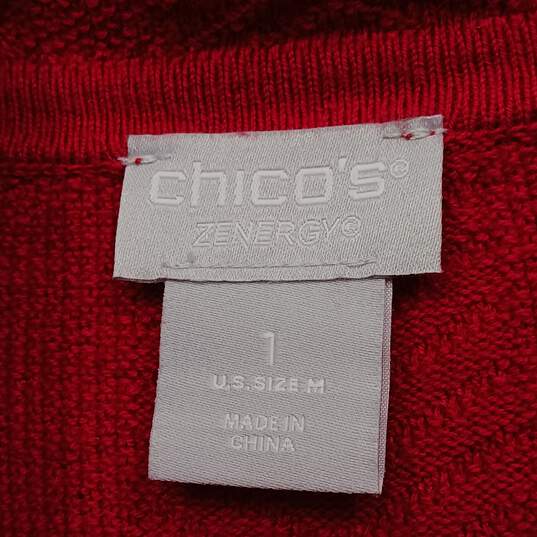Chico's Women's Wild Poppy Cable Cowl Dolman Sweater Size 1 NWT image number 4