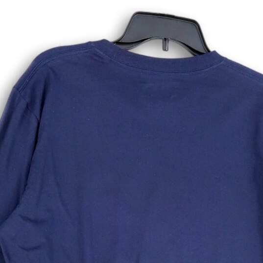 Mens Blue Stretch Round Neck Long Sleeve Pullover Activewear T-Shirt Size L image number 4