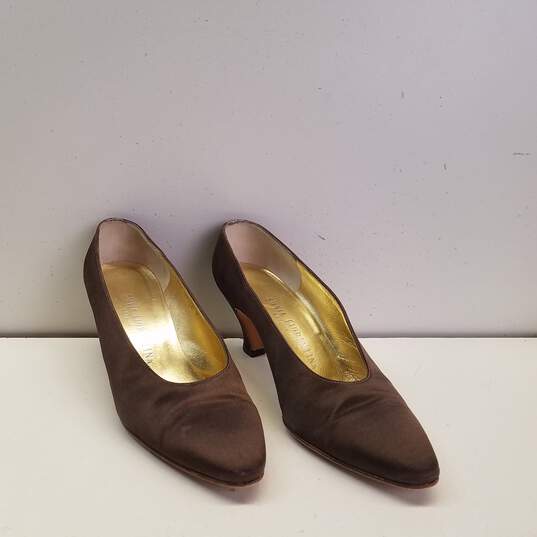 Silvia Fiorentina Satin Pointed Toe Heels Brown 9 image number 3