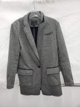 Men Banana Republic Grey DB Knit Long Line k Wool Coat Blazer Size-4