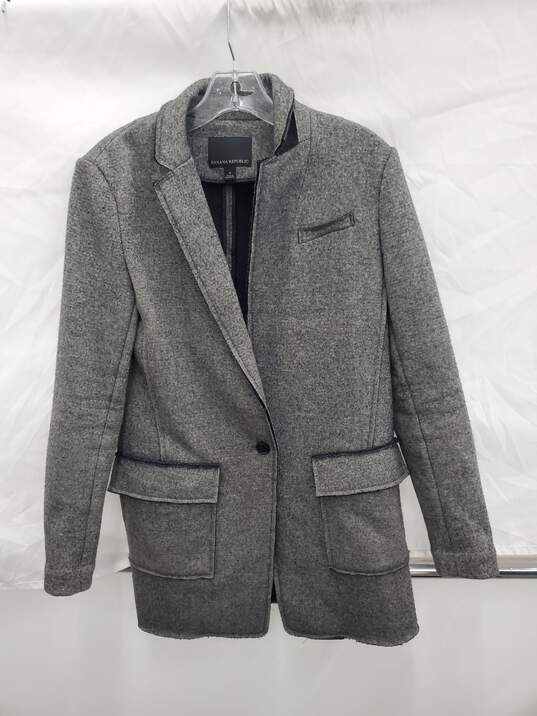 Men Banana Republic Grey DB Knit Long Line k Wool Coat Blazer Size-4 image number 1