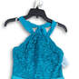 NWT Womens Teal Blue Lace Halter Neck Sleeveless Fit & Flare Dress Size 8 image number 3