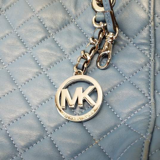 Michael Kors Blue Quilted Leather Small Shoulder Satchel Bag image number 2