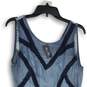 NWT Womens Blue Lace Sleeveless Round Neck Back Zip Mini Dress Size M image number 3