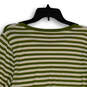 Womens Green White Striped Round Neck Long Sleeve Pullover T-Shirt Size XL image number 4