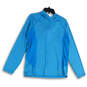 Womens Blue Long Sleeve Hooded Activewear Pullover T-Shirt Size Large image number 1