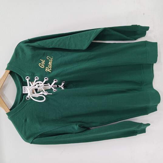 Women's Victoria's Secret PINK CSU Rams Green Laced Neckline Sweatshirt S image number 1